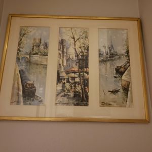 Three European framed prints